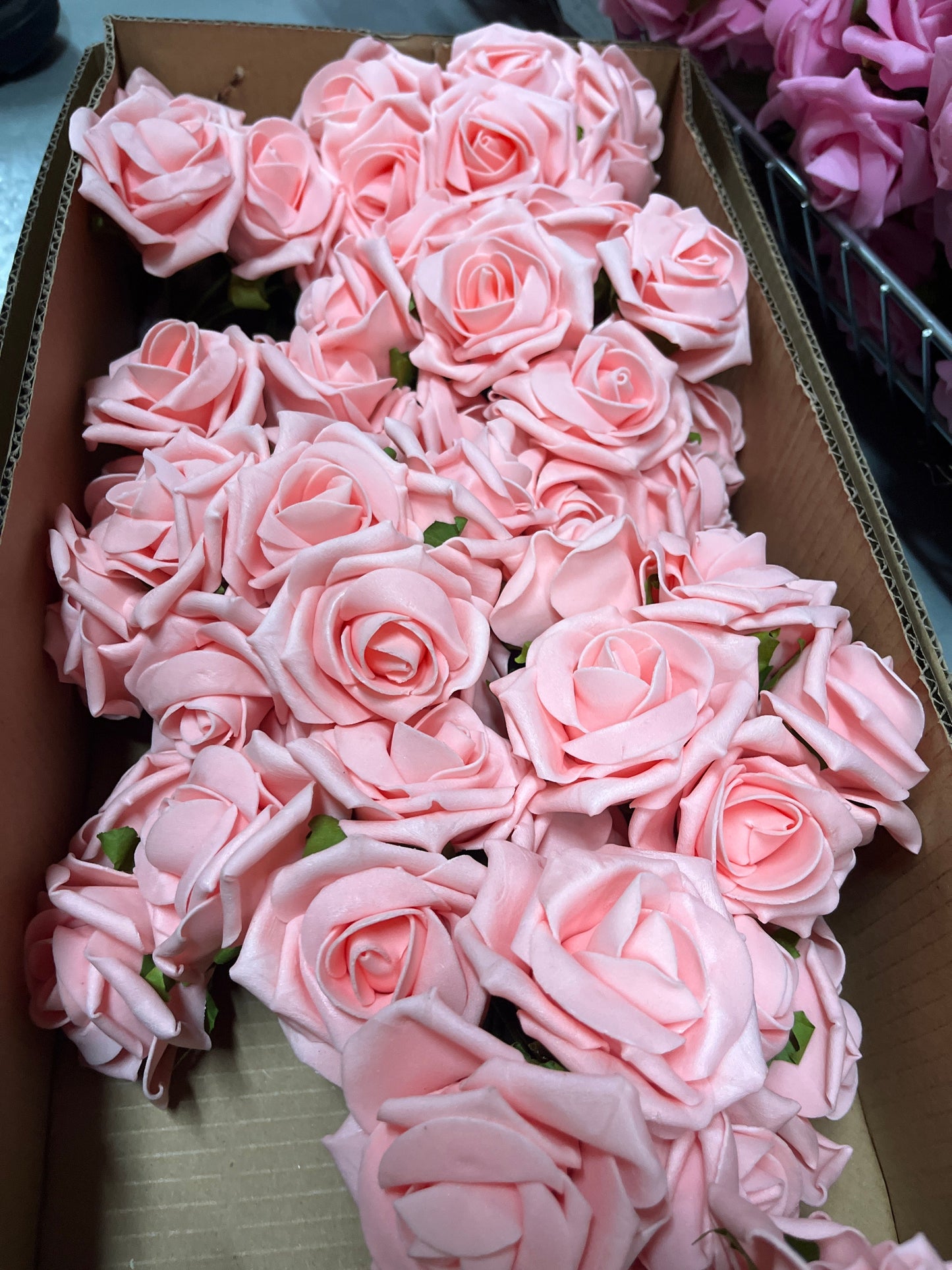 6 Head Foam Rose Bunch - Apricot Peach