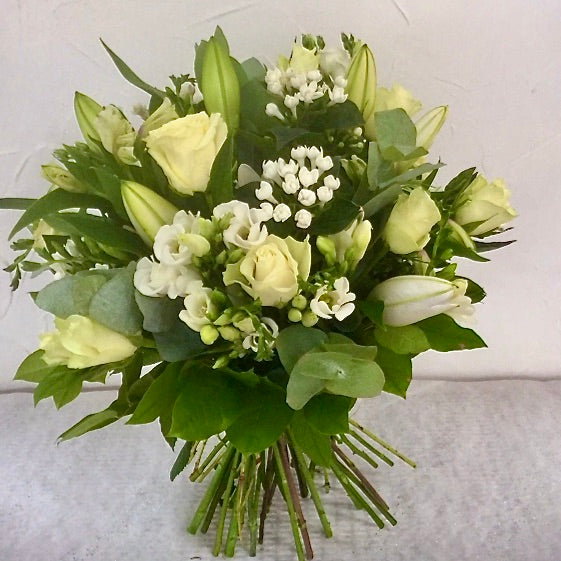 White Passion- Rose, Lily And Freesia Bouquet