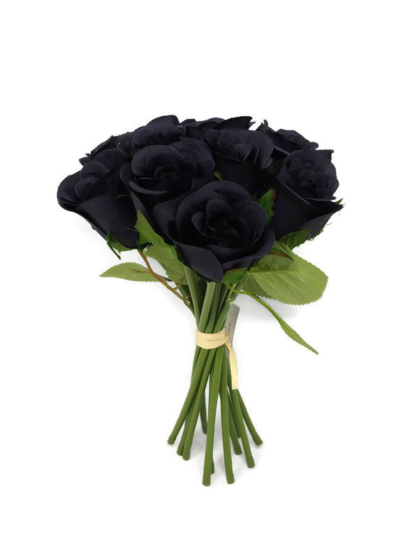 12 Head Rosebud Bundle x 25cm - Black