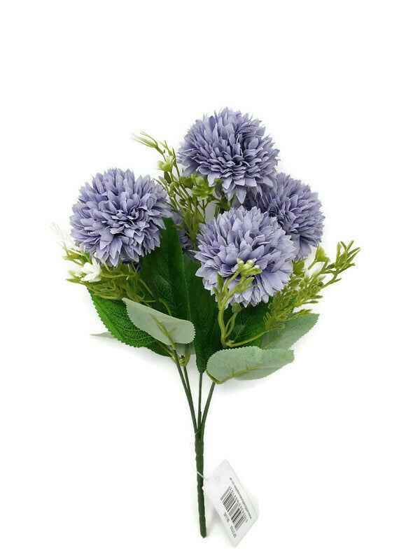 5 Head Spiky Chrysanthemum Bush x 30cm - Lilac