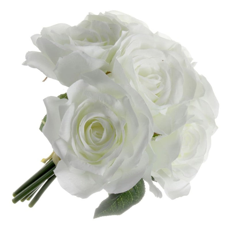 6 Head Rose Posy x 24cm - Ivory