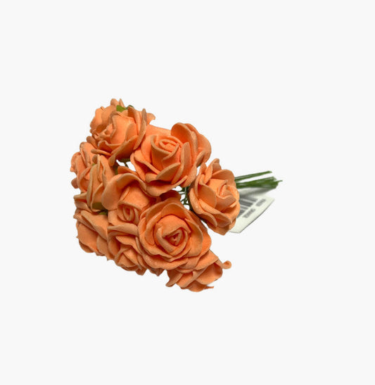 12 Miniature Foam Roses - Light Orange