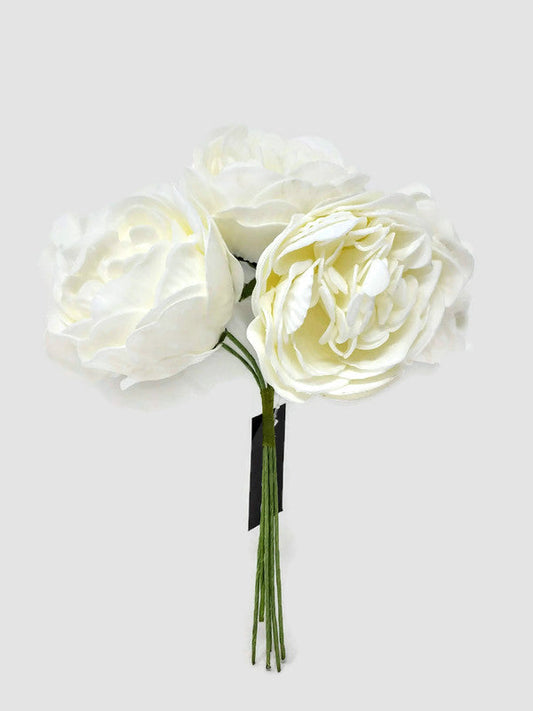 6 Stem Foam Peony Bunch x 24cm - Ivory