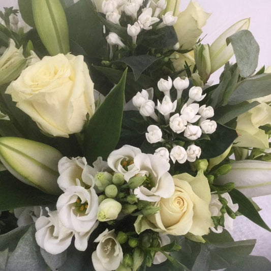 White Passion- Rose, Lily And Freesia Bouquet