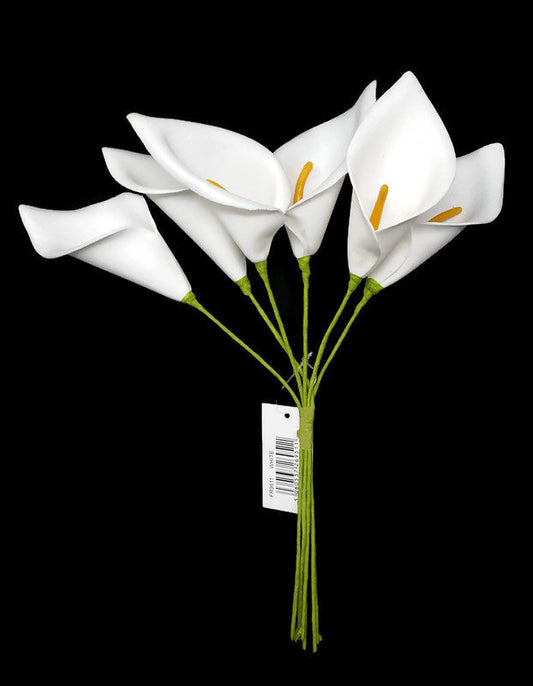 6 Stem Foam Calla Lily Bundle x 28cm - White