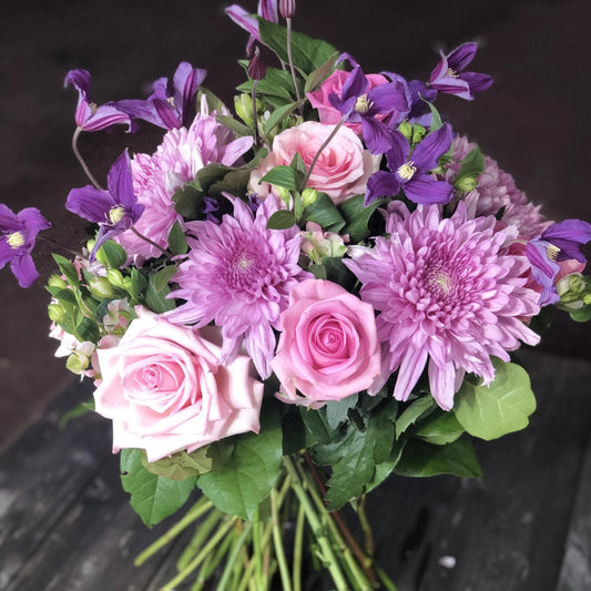 Just Because- Pink Chrysanthemum and Rose Bouquet