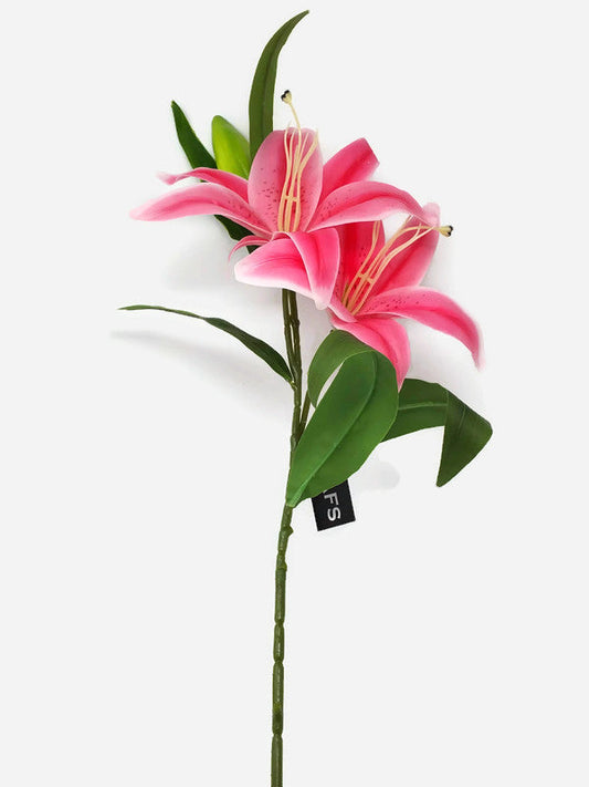 2 Head Real Touch Lily Stem x 64cm Tall - Pink