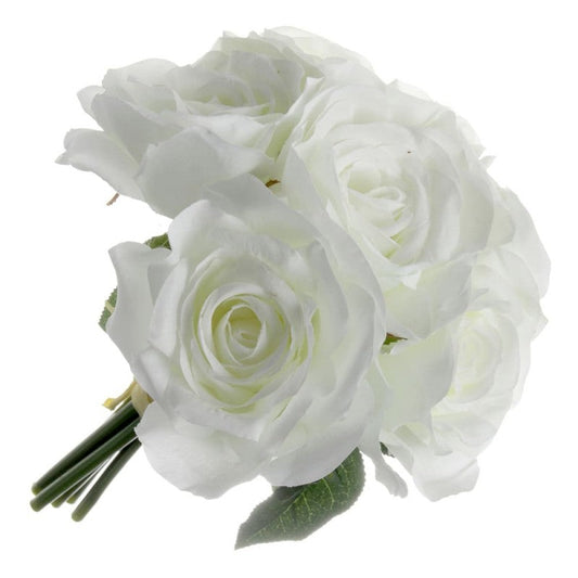 6 Head Rose Posy x 24cm - Ivory