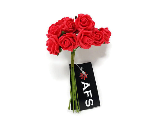 12 Miniature Foam Roses - Coral